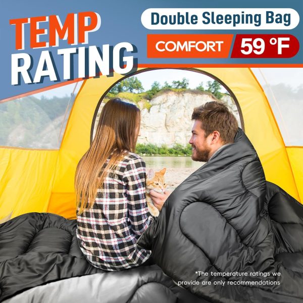MEREZA Double Sleeping Bag for Adults Mens with Pillow, XL Queen Size Two - Image 2
