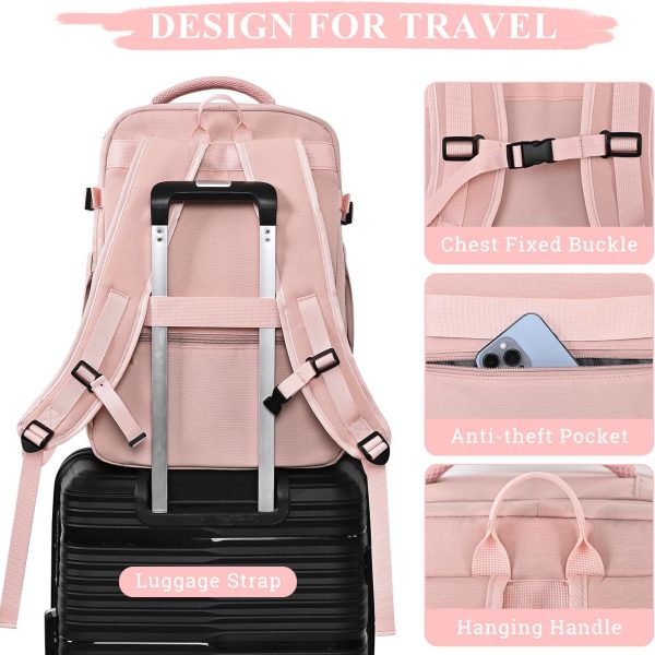 Travel Backpack for Women, 40L Travel Bag Personal Item Size, Waterproof - Image 5