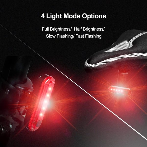 Ascher USB Rechargeable LED Bike Tail Light 2 Pack, Bright Bicycle Rear - Image 4