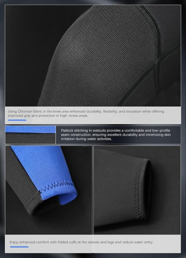 Hevto Men Wetsuits 3/2mm Neoprene Wet Suit Back Front Zip in Cold Water for - Image 6