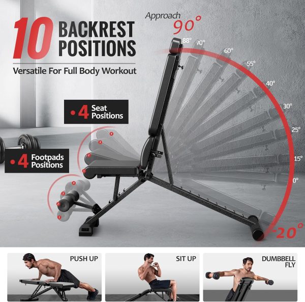 Adjustable Weight Bench for Home Gym with Headrest - Foldable Workout Bench - Image 5