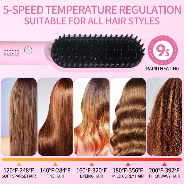 Hair Straightener Brush， Portable Straightener hot Comb for Women Thick - Image 2
