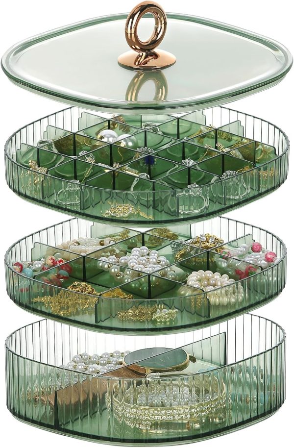 LETURE 3-Layer Acrylic Jewelry Organizer Box for Stud Earrings, Rings, - Image 3