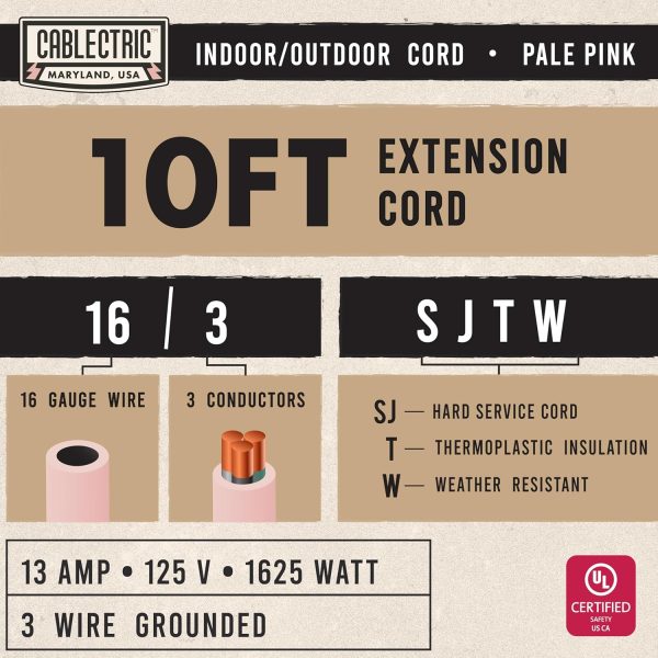 Outdoor Extension Cord 10 ft - 16 Gauge 13 Amp Heavy Duty Power Extension - Image 2