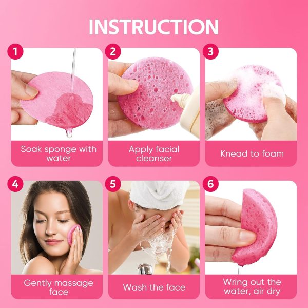50-Count Compressed Facial Sponges for Daily Facial Cleansing and - Image 3