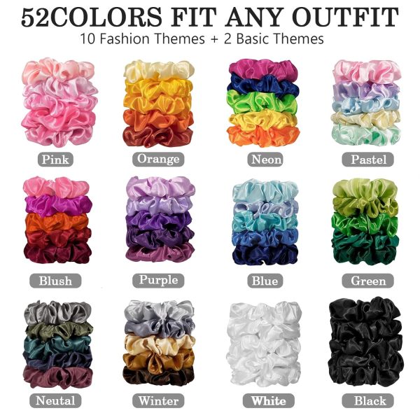 Satin Scrunchies for Women 60 Pack, Silk Scrunchies for Hair Scrunchies for - Image 3