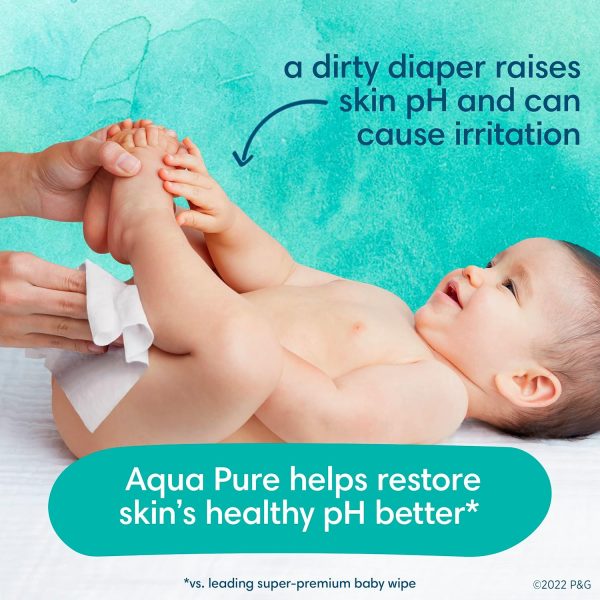 Pampers Aqua Pure Sensitive Baby Wipes, 99% Water, Hypoallergenic, - Image 3
