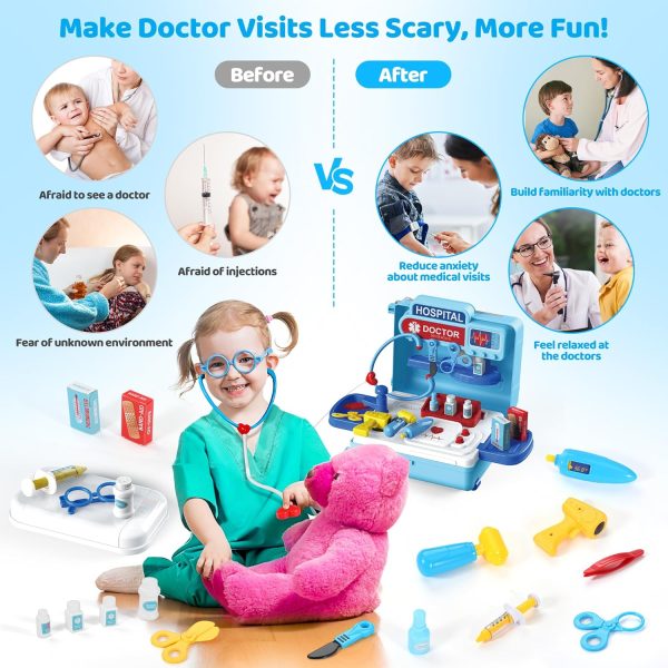 Honeystar Doctor Kit for Kids, Pretend Mobile Medical Station, 34 - Image 2