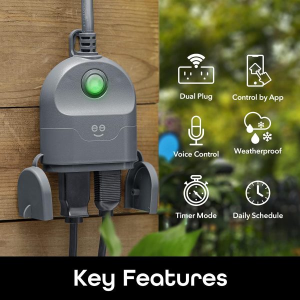 Geeni Outdoor Duo Wi-Fi Smart Plug | 2 Weatherproof Outlets, Works with - Image 2