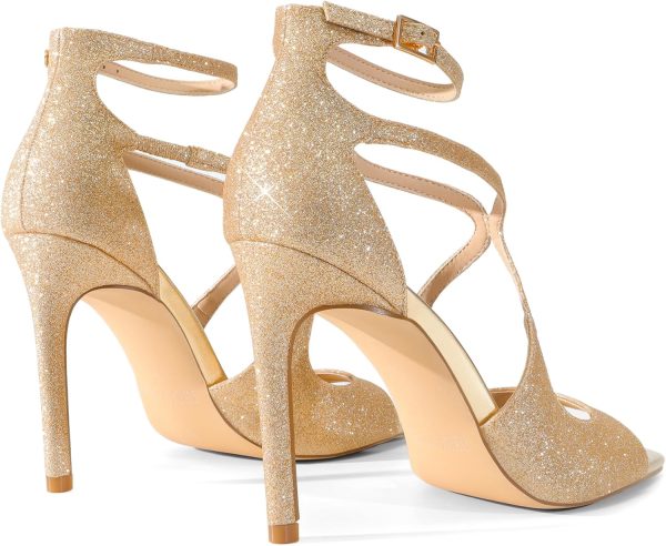 DREAM PAIRS Women's High Heels Sexy Cross Square Open Toe Strappy Dressy - Image 4
