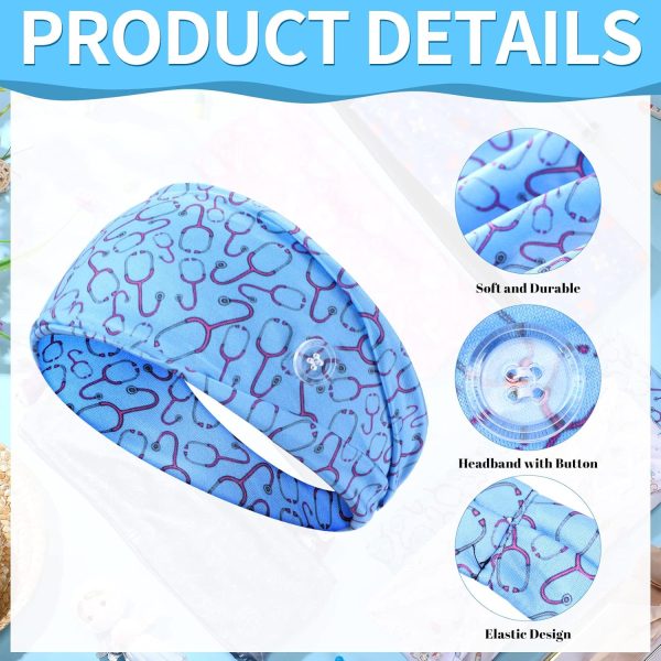 WILLBOND 8 Pieces Nursing Headbands with Buttons for Nurses Doctors Women - Image 3