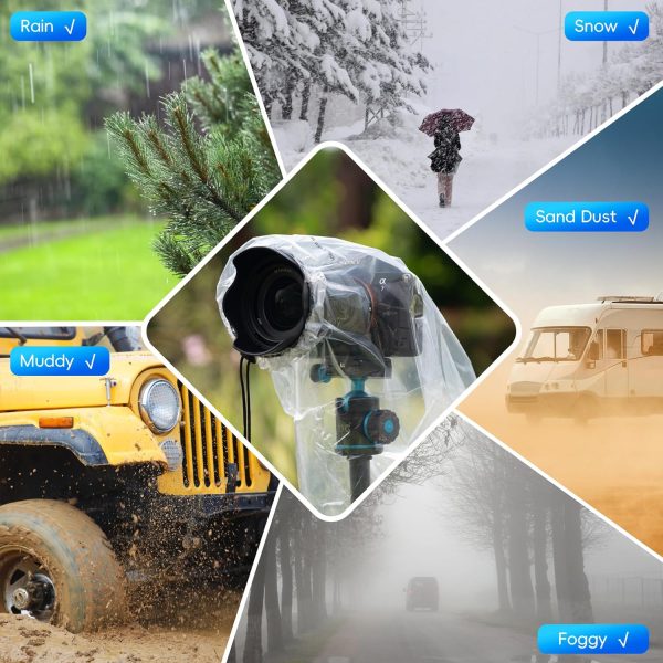 2 Pack Camera Lens Rain Cover Raincoat Clear Sleeve Protector for Sony A7R - Image 3