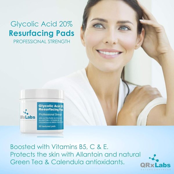 QRxLabs Glycolic Acid 20% Resurfacing Pads for Face & Body with Vitamins - Image 5