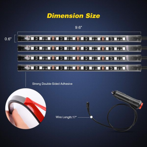 Nilight - TR-06 4PCS 48 LED Interior Lights DC 12V Multicolor Music Car - Image 2