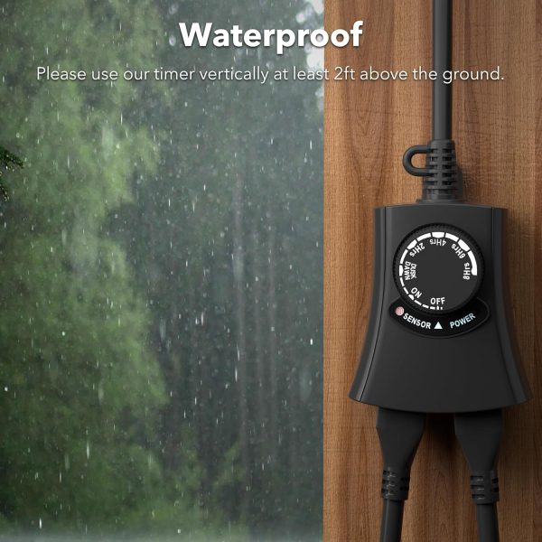 HBN Outdoor Light Timer Waterproof, Weatherproof Photocell Dusk to Dawn - Image 4