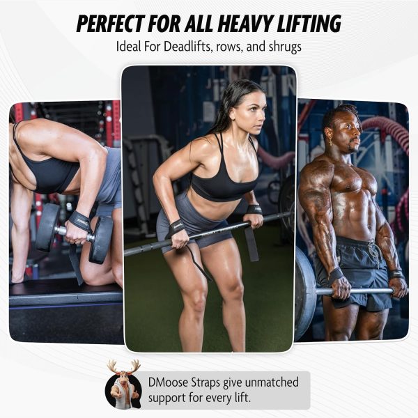DMoose Fitness Lifting Straps - 4mm Neoprene Padded Wrist Straps for - Image 6