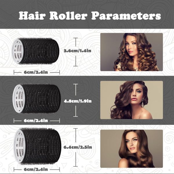 Hair Roller Set, 18 pcs Heatless Self Grip Rollers With Clips and Comb, - Image 3