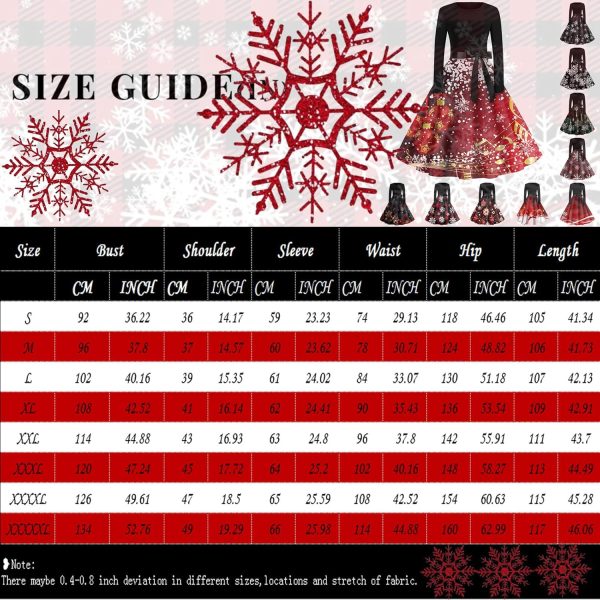Christmas Party Dress,Women's Fashion Round Neck Casual Slim Christmas - Image 3