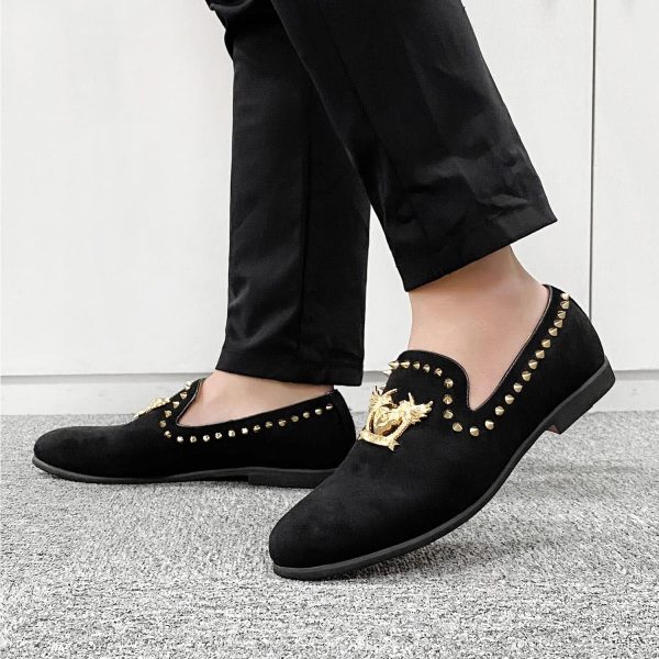 Men's Loafers Vintage Slip on Suede Dress Shoes Velvet Dress Loafers Size - Image 7