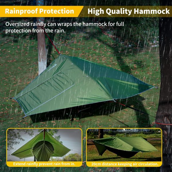 Camping Hammock with Mosquito Net and Rain Fly Cover Portable Lightweight - Image 5