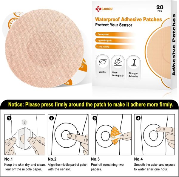 Carbou Freestyle Libre 2/3 Sensor Covers,20PCS Freestyle Adhesive Patches - Image 2