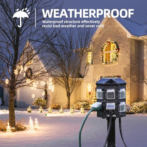 Outdoor Power Stake with Timer, 25FT Extension Cord Waterproof,Remote - Image 4
