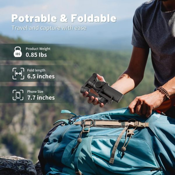 L9, Gimbal Stabilizer for Smartphone, Built-in Extension Rod & Tripod, - Image 7