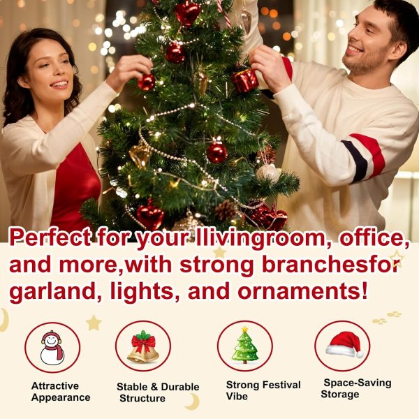 6FT Premium Hinged Artificial Christmas Tree, Xmas Full Tree for Home, - Image 5