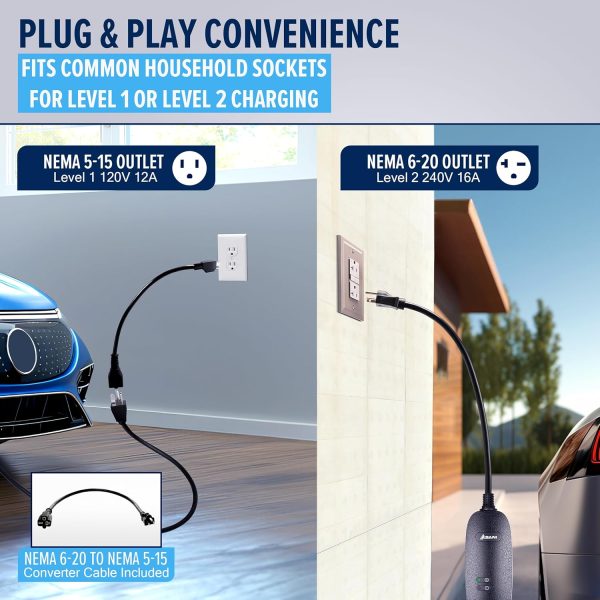 Asani Level 1 & 2 EV Charger - 110-240V at 16 Amps - Portable Electric - Image 3
