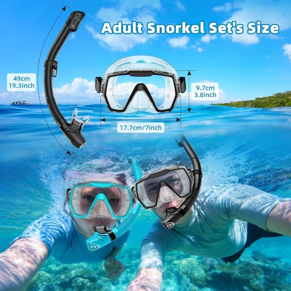 Snorkel Set Adults Snorkeling Gear Anti-Leak and Anti-Fog Tempered Glass - Image 2