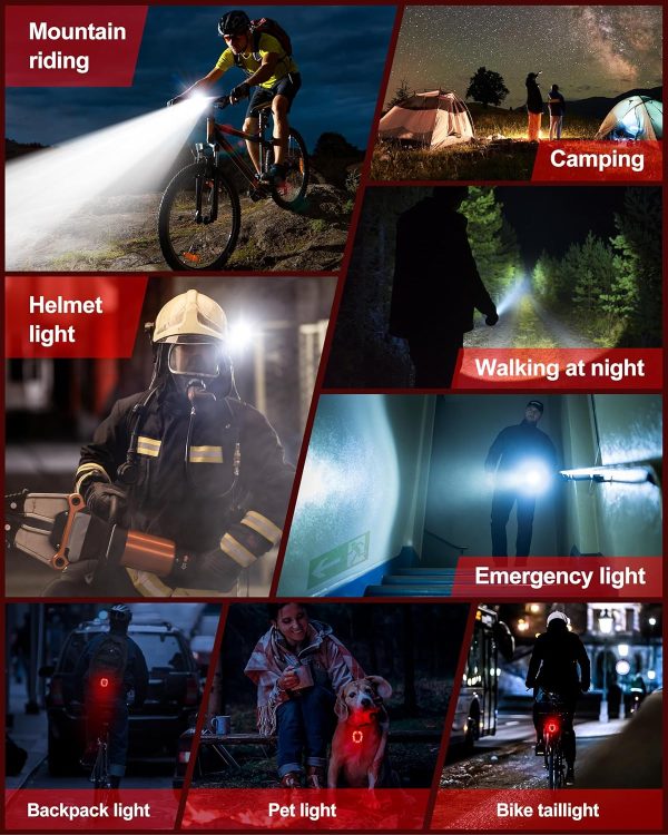 9000 Lumens Bike Light Set, Prasky Rechargeable Bicycle Lights Front and - Image 6