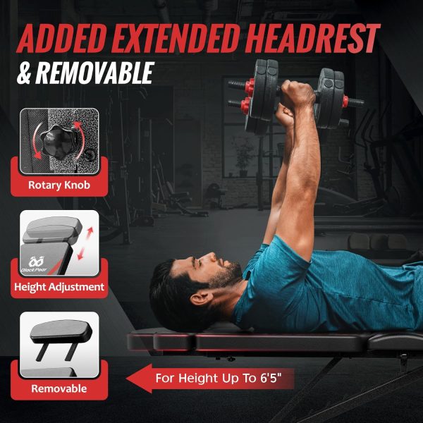 Adjustable Weight Bench for Home Gym with Headrest - Foldable Workout Bench - Image 2