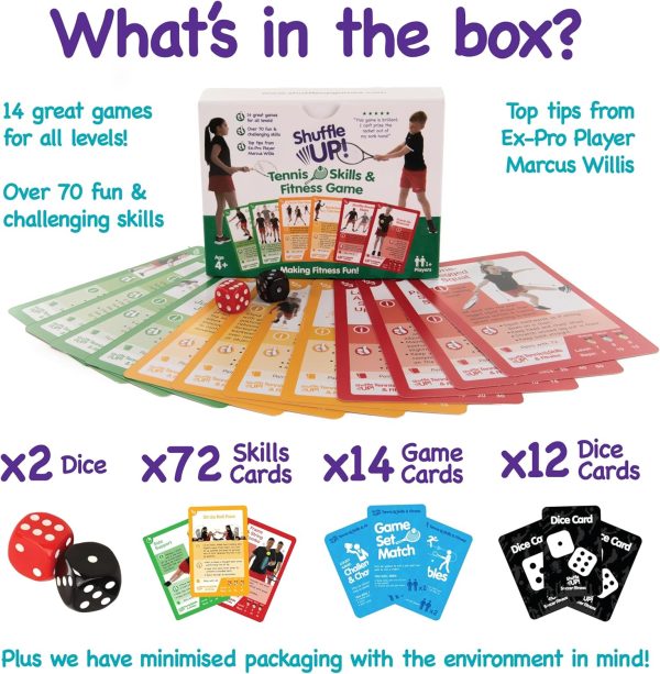 Shuffle Up Tennis Card Games - 70+ Fun & Active Skills Cards for Kids, - Image 3