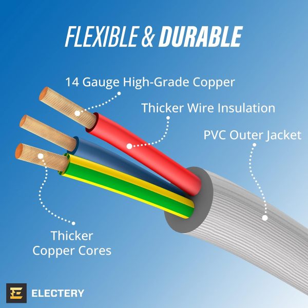 Heavy Duty Appliance Extension Cord, 14 AWG - 3 Prong Grounded Flat Plug, - Image 3