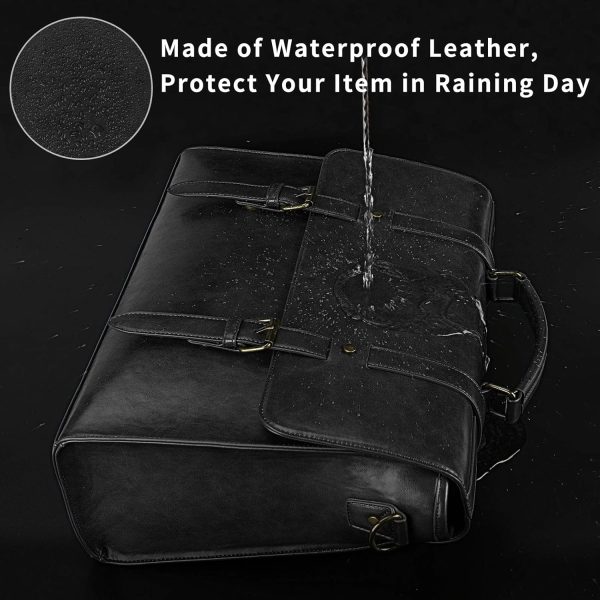 Leather Mens Messenger Bag Vintage 15.6 Inch Waterproof Leather Laptop - Image 2