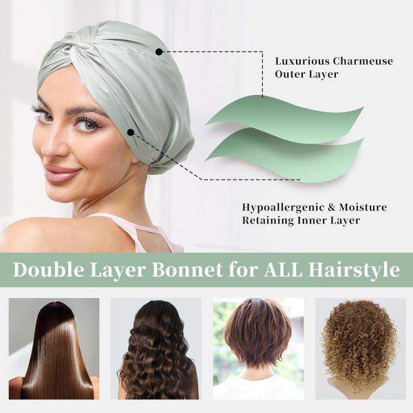 Adjustable Silk Satin Bonnet for Sleeping Hair Wrap, Double Layer Sleep - Image 5