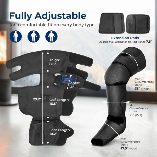 SereneLife Air Compression Leg Massager, Full Leg Massager with Heat and - Image 2