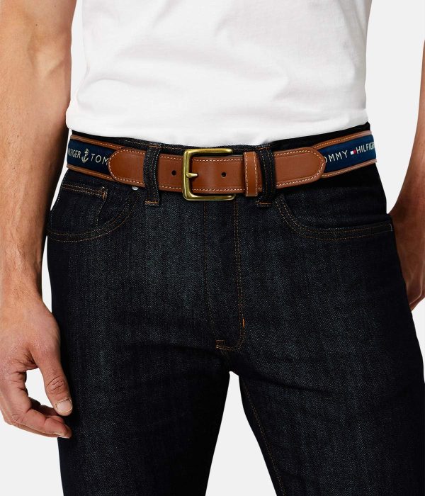 Tommy Hilfiger Men's Fabric Inlay Casual Belt with Classic Harness Buckle - Image 5