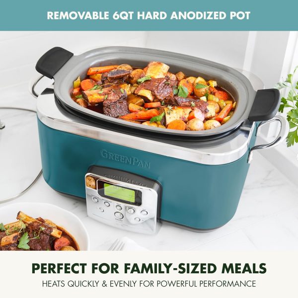 GreenPan Elite 8-in-1 Programmable 6QT Electric Slow Cooker, Dishwasher - Image 5