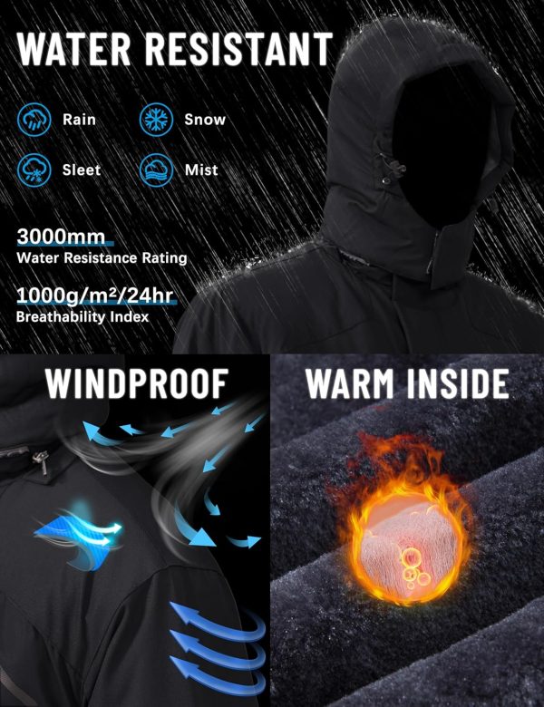 TACVASEN Men's Winter Skiing Jackets Water Resistant Fleece Coats Insulated - Image 2