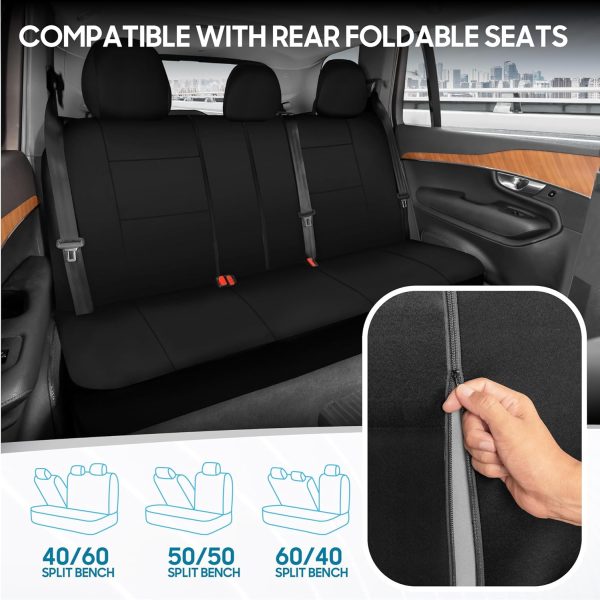 BDK PolyPro Seat Covers Full Set in Solid Black – Front and Rear Split - Image 4