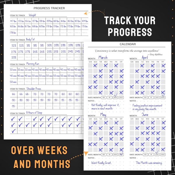 Hardcover Fitness Journal Workout Planner for Men & Women - A5(5.7" x 8.3") - Image 5