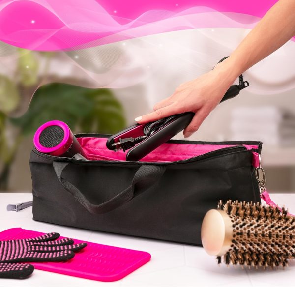 Hair Tool Travel Bag with Heat Resistant Mat for Flat Iron, Straighteners, - Image 4