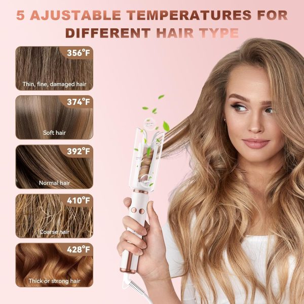 Automatic Curling Iron - 1.1'' Automatic Hair Curlers with 5 Temps & Timer, - Image 6