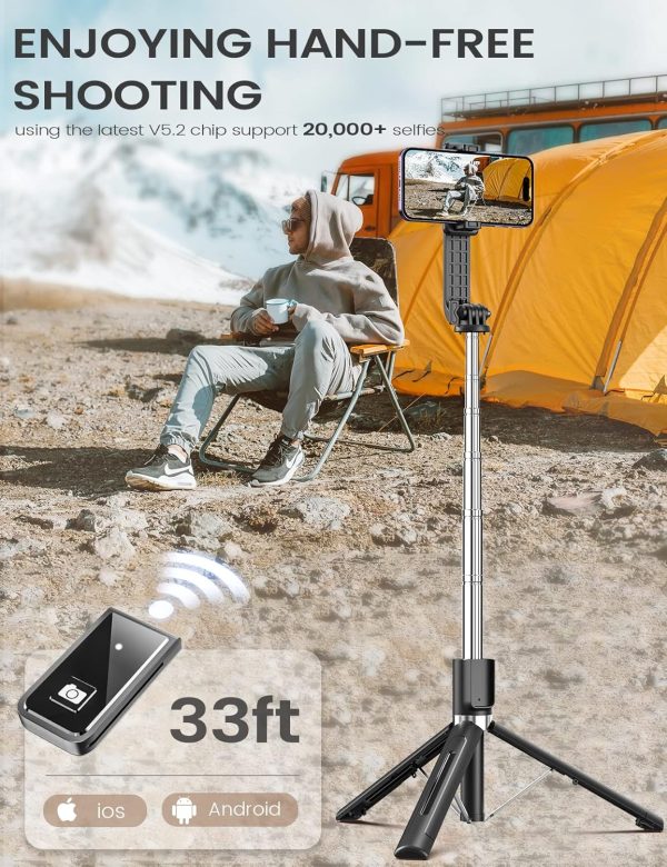 Selfie Stick Phone Tripod with Remote, 50 inch Portable 5 in 1 Selfie Stick - Image 4