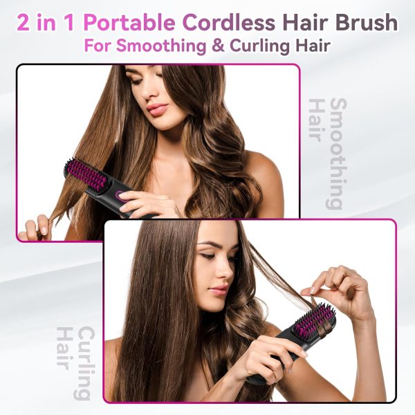 Portable Cordless Hair Straightener Brush with LED Temperature Display, - Image 5