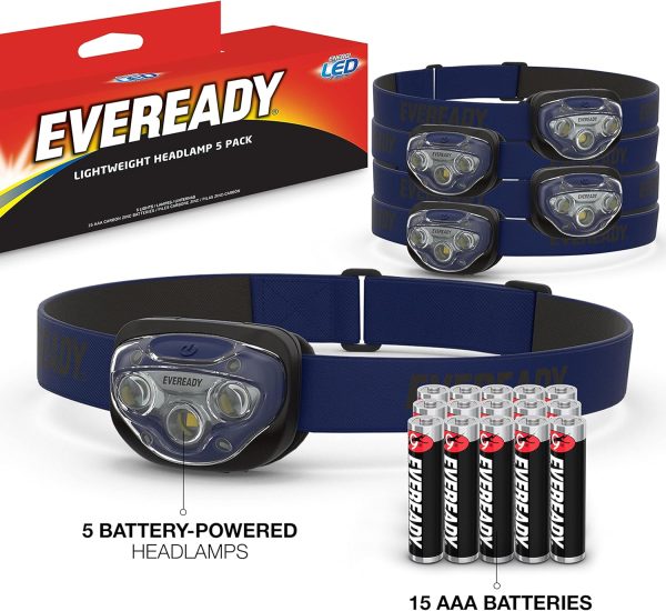 EVEREADY LED Headlamps Pro200 [5-Pack], IPX4 Water Resistant, Bright and - Image 7