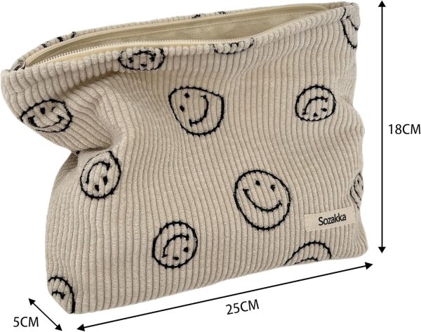 Cosmetic Bags for Women - Corduroy Cosmetic Bag Aesthetic Women Handbags - Image 7