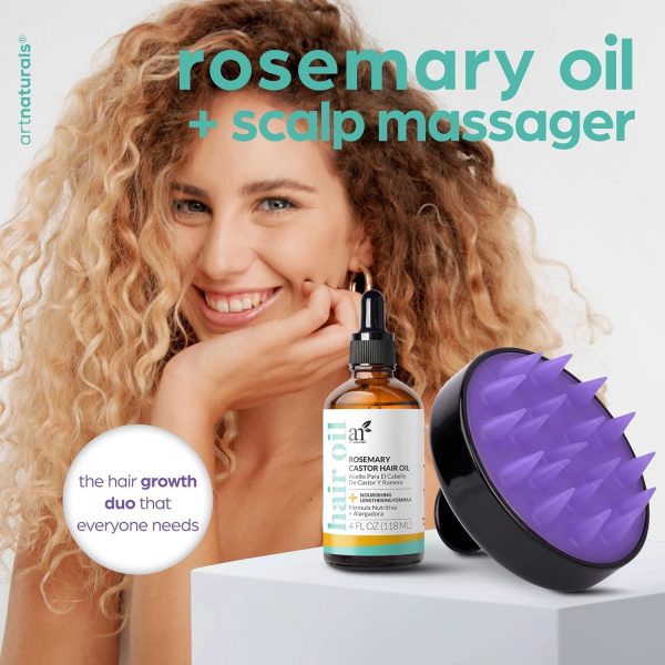 Artnaturals Organic Rosemary Castor Hair Oil + Massager Hair Growth Set - Image 2
