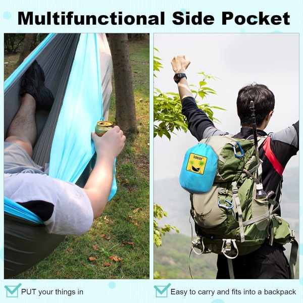 SZHLUX Camping Hammock Single or Double Portable Hammocks with 2 Tree - Image 6